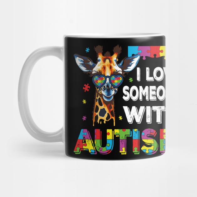 I Love Someone With Autism Funny Autism Awareness Giraffe Puzzle by JUST PINK